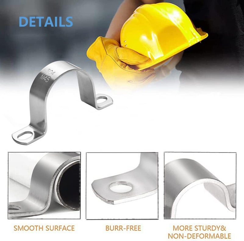PEROMI 5PCS 160mm 2 Hole Heavy Duty U-Tube Strap Clamp,Stainless Steel-304 Rigid U-Bracket Pipe Strap Clamp Hanger Tube Tension Clips 6.3 inch/M160(5pcs) - Image 3
